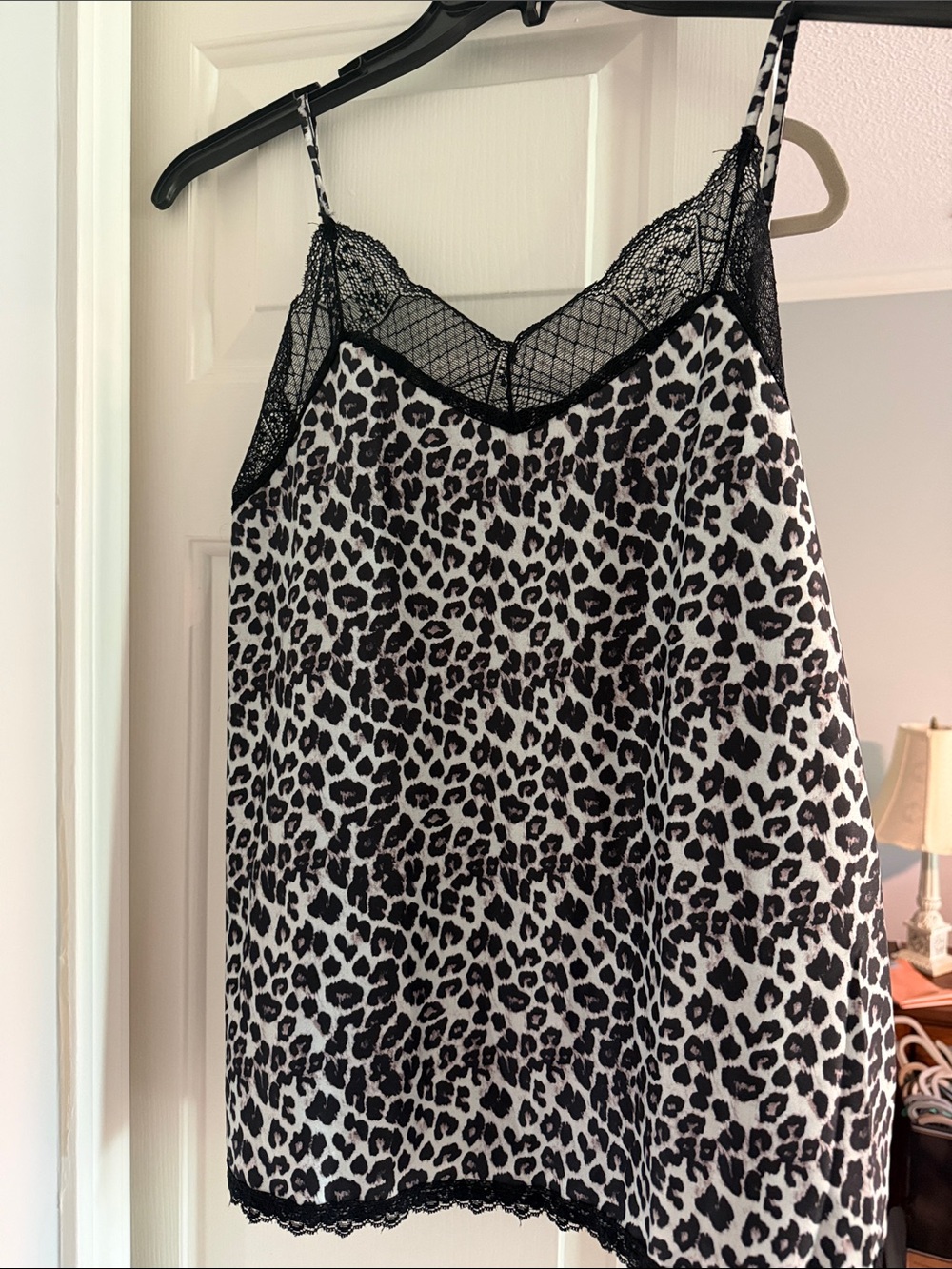 Leopard Print Lace-Trim Chemise - Black & White